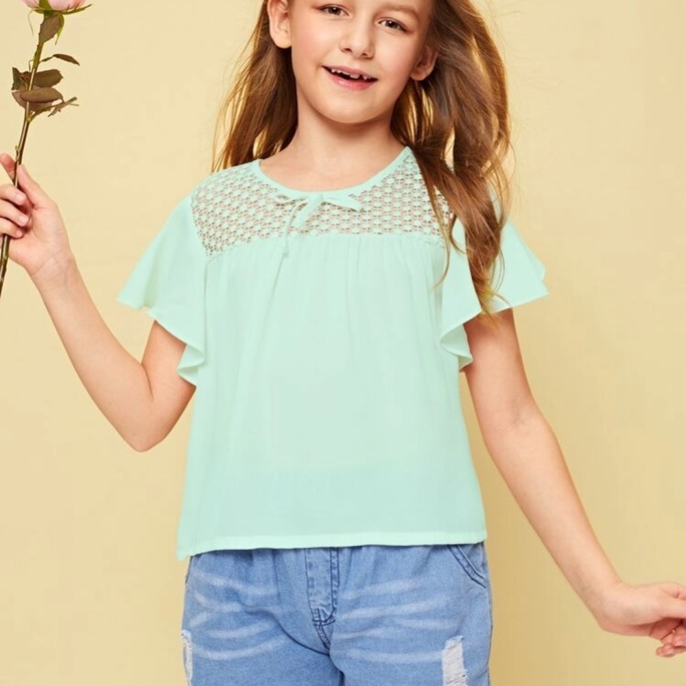 Blue formal white dots on top shirt - Picture 3 of 5